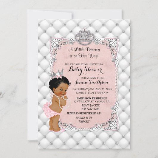 Pearls Diamonds Ethnic Princess Baby Girl Glam Kaart (Voorkant)