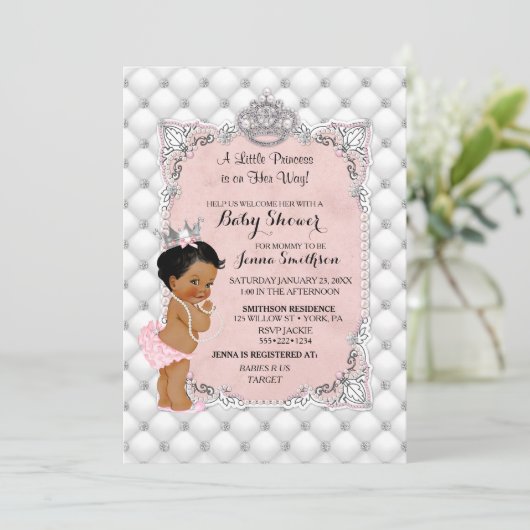 Pearls Diamonds Ethnic Princess Baby Girl Glam Kaart (Staand voorkant)