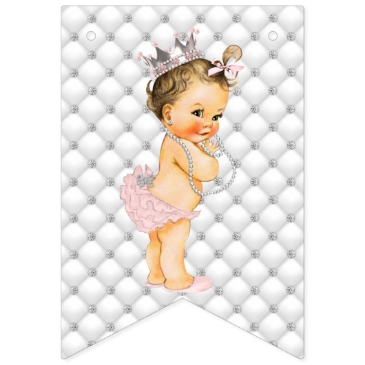 Pearls Diamonds Princess Crown Baby Girl Glam Vlaggetjes (Achtste vlag)