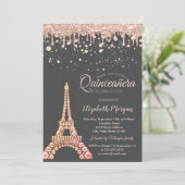 Pearls Eiffel Tower, Drivers Stippen Quinceañera Kaart (Staand voorkant)