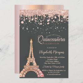 Pearls Eiffel Tower, Drivers Stippen Quinceañera Kaart
