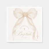 Pearls Elegant Bow Ivory Baptism Servet (Voorkant)