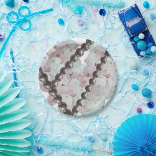 Pearls en Flowers Paper Borden Papieren Bordje (Feest)