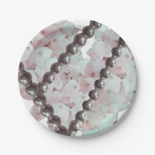 Pearls en Flowers Paper Borden Papieren Bordje (Voorkant)