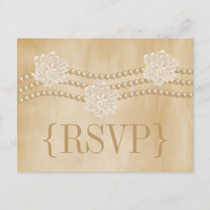 Pearls en Flowers RSVP-Briefkaart Uitnodiging Briefkaart
