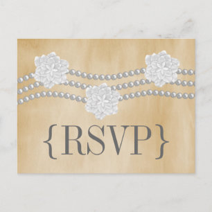 Pearls en Flowers RSVP-Briefkaart Uitnodiging Briefkaart