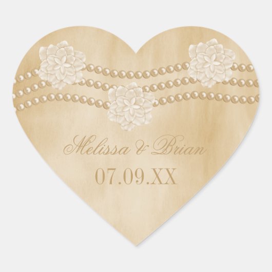 Pearls en Flowers Wedding Stickers (Voorkant)