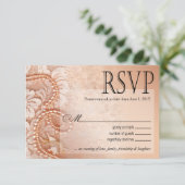 Pearls en Lace RSVP-reactiekaart | perfecte perzik RSVP Kaartje (Staand voorkant)