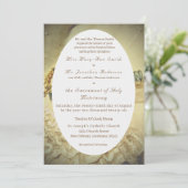Pearls en Lace Wedding Invitation Kaart (Staand voorkant)
