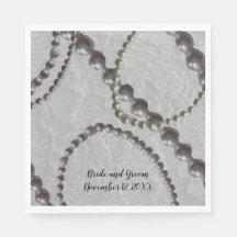 Pearls en Lace Wedding Paper Napkins