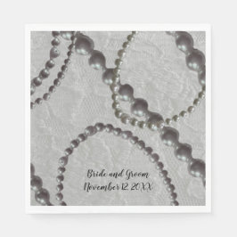 Pearls en Lace Wedding Paper Napkins Servet