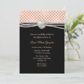 Pearls en Polka Dots Quinceañera Kaart (Staand voorkant)