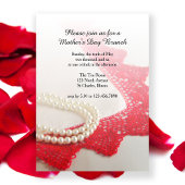 Pearls en Red Lace Moederdag Brunch Kaart