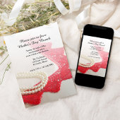 Pearls en Red Lace Moederdag Brunch Kaart