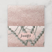 Pearls en Roos Gold Faux Glitter Place Card Plaatskaartje (Buitenkant ongevouwen)