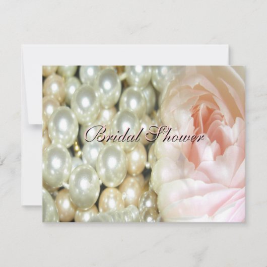Pearls en Rozen Bridal Shower Invitation Kaart (Voorkant)
