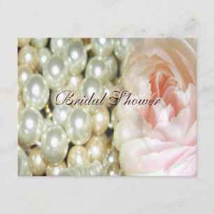 Pearls en Rozen Bridal Shower Invitation Kaart