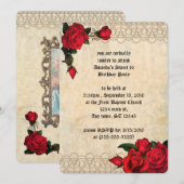 Pearls en Rozen  Foto Sweet 16 Kaart (Voorkant / Achterkant)