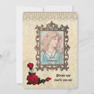 Pearls en Rozen  Foto Sweet 16 Kaart