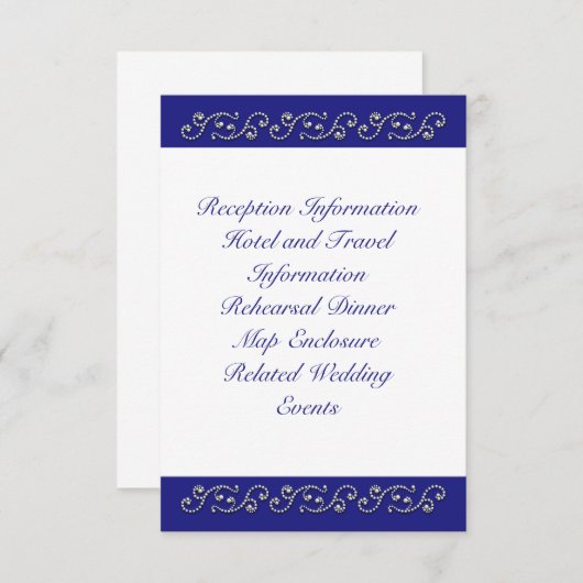 Pearls en Sapphire Blue Enclosure Card Informatiekaartje (Voorkant / Achterkant)