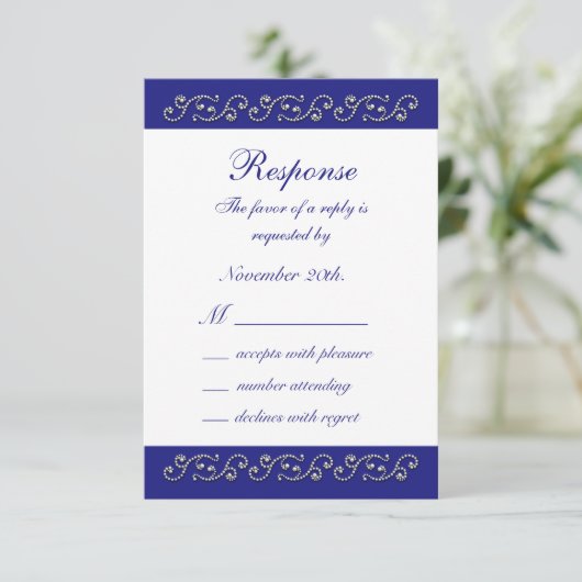 Pearls en Sapphire Blue RSVP (Staand voorkant)