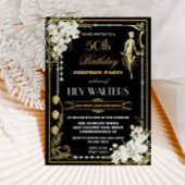 Pearls Floral Art Deco Gatsby Birthday ANY AGINV Kaart