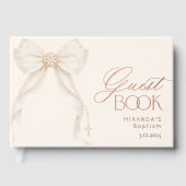 Pearls Gold Bow Girl Baptism Gastenboek (Voorkant)
