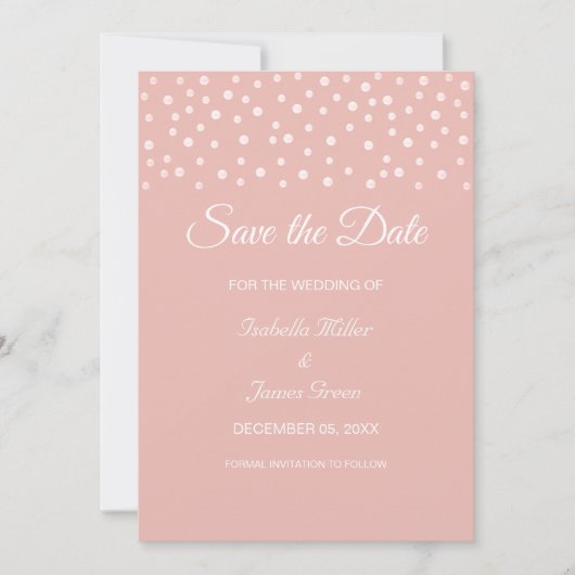 Pearls Gold Roos Wedding Save the Date Invitation Kaart (Voorkant)