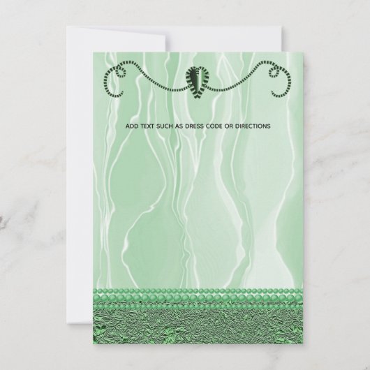 Pearls & Green Silk Retirement Party Kaart (Achterkant)