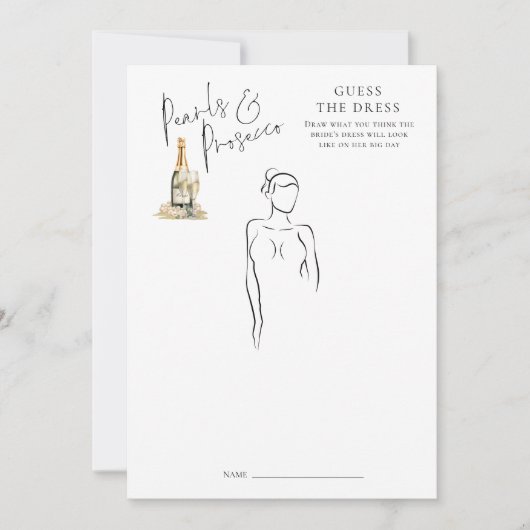 Pearls Guess de Dress Vrijgezellenfeest Game Kaart (Voorkant)