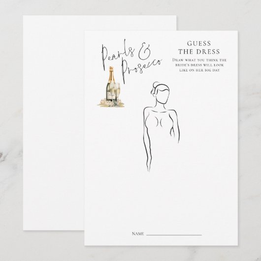 Pearls Guess de Dress Vrijgezellenfeest Game Kaart (Voorkant / Achterkant)
