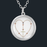 "Pearls" hartvormig rozenkrans Ketting<br><div class="desc">"Parels" hartvormige rozenkrans Ketting. Er zijn geen echte parels op dit ketting. Verander gerust de kleur van de achtergrond via Zazzle's geweldige aanpassingstools.</div>