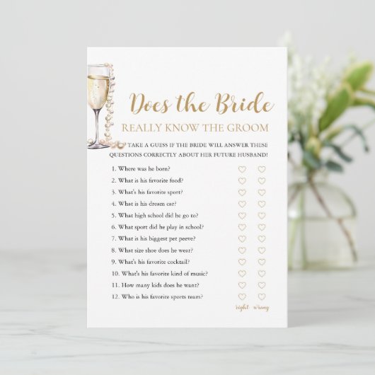 Pearls kent de bruid echt het bruidegom spel kaart (Staand voorkant)