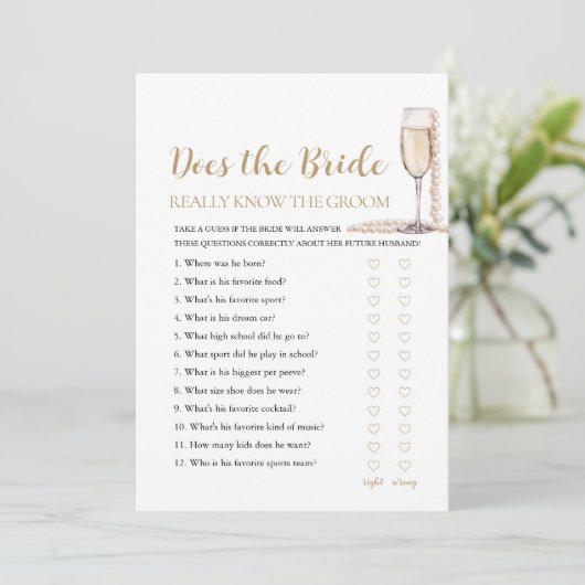 Pearls kent de bruid echt het bruidegom spel kaart (Staand voorkant)