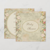 Pearls & Lace Shabby Chic Flowers Baby shower Kaart (Voorkant / Achterkant)