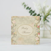 Pearls & Lace Shabby Chic Flowers Baby shower Kaart (Staand voorkant)
