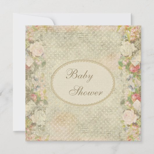 Pearls & Lace Shabby Chic Flowers Baby shower Kaart (Voorkant)