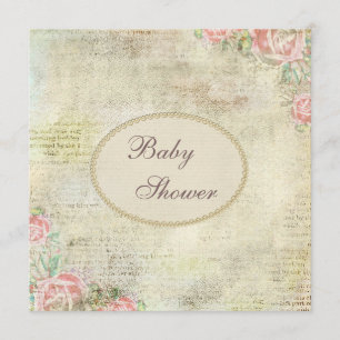 Pearls & Lace Shabby Chic Rozen Baby shower Kaart