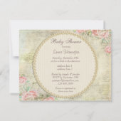 Pearls & Lace Shabby Chic Rozen Baby shower Kaart (Achterkant)
