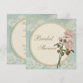 Pearls & Lace Shabby Chic Rozen Vrijgezellenfeest Kaart (Voorkant / Achterkant)