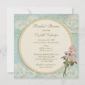 Pearls & Lace Shabby Chic Rozen Vrijgezellenfeest Kaart (Achterkant)