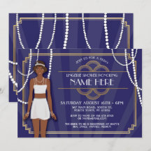 Pearls Lingerie Douche Twenties Gold Navy Uitnodig