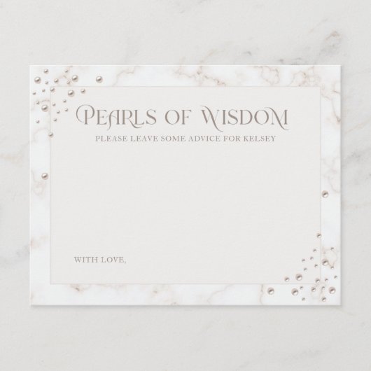 Pearls of Wisdom Bridal Shower Advice Informatiekaartje (Voorkant)