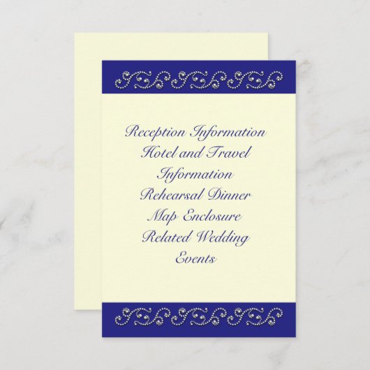Pearls, Off White en Sapphire Blue Enclosure Card Informatiekaartje (Voorkant / Achterkant)