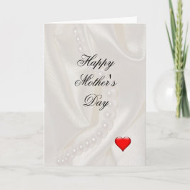 Pearls on Satin with a small heart Mother's Day  Kaart