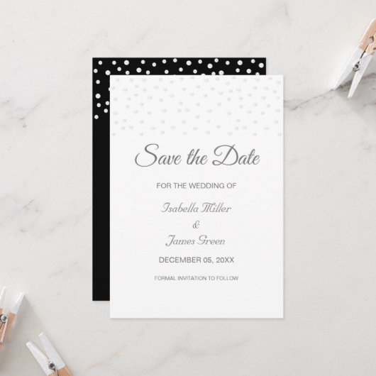 Pearls op zwart-witbruiloft Save the Date Kaart (Voorkant / Achterkant in situ)