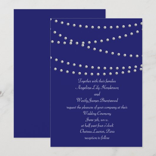 Pearls over uitnodiging tot huwelijk in het Indigo (Voorkant / Achterkant)