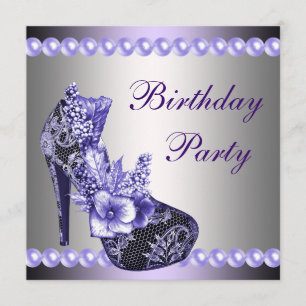 Pearls Paarse high Heels Shoes Birthday Party Kaart