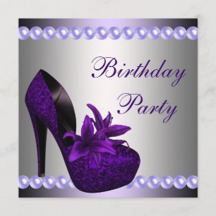 Pearls Paarse high Heels Shoes Birthday Party Kaart