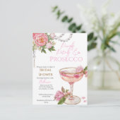 Pearls, Petals & Prosecco Bridal Shower Invitation Briefkaart (Staand voorkant)